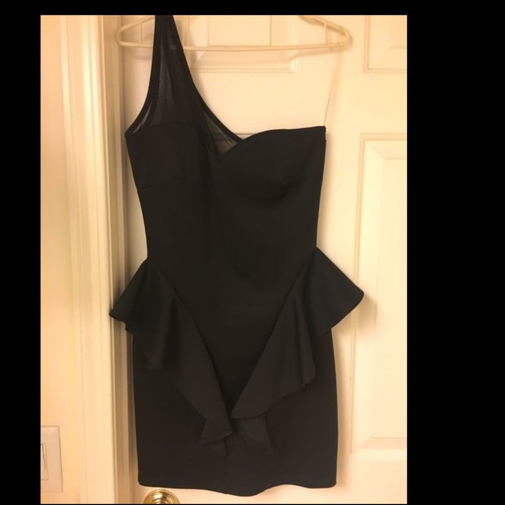 Black Peplum One Shoulder dress